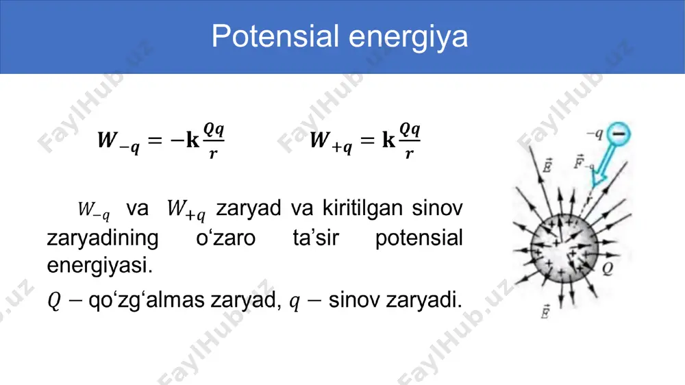 nuqtaviy zaryad maydonining potensiali. 10-sinf,41-mavzu. - Page 2