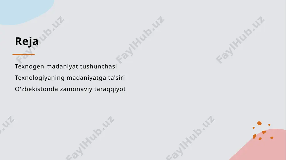 , bu esa global madaniyatning rivojlanishiga yordam beradi. 4 o'zbekiston konteksti - o'zbekistonda zamonaviy texnologiyalar an'anaviy madaniyatni mustahkamlash va yangilashda muhim rol o'ynaydi, zamonaviy san'at va ta'limni rivojlantiradi. texnologiyaning madaniyatga ta'siri: tarixiy kontekst va o'zgarishlar. 1 tarixiy kontekst texnologiyaning madaniyatga ta'siri tarixiy davrlar davomida shakllangan. o'zbekistonning mustaqillikdan oldin va keyin texnologik o'zgarishlar madaniyatga ta'sir etdi. 2 madaniy o'zgarishlar texnologiya rivojlanishi madaniy o'zgarishlarga olib keladi. o'zbekistonda internet va mobil aloqa madaniyatni yangi shaklda ifodalash imkoniyatini yaratdi. 3 innovatsiyalar ta'siri innovatsiyalar madaniyatni yangilashda muhim rol o'ynaydi. o'zbekistondagi innovatsion startaplar an'anaviy san'at va hunarmandchilikni modernizatsiya qilmoqda. 4 globalizatsiya va madaniyat globalizatsiya davrida texnologiyaning ta'siri kuchaymoqda. o'zbek madaniyati global tendentsiyalar bilan integratsiyalashayotgani, yangi formatlarni keltirib chiqarmoqda. zamonaviy texnologiyalar va an'anaviy madaniyat: qarama-qarshilik va uyg'unlik. 1 zamonaviy texnologiyalar zamonaviy texnologiyalar, masalan, internet va mobil ilovalar, an'anaviy madaniyatni rivojlantirishda muhim rol o'ynaydi, yangi imkoniyatlar yaratadi. 2 an'anaviy madaniyat an'anaviy madaniyat, o'zbek xalqining tarixiy merosi va qadriyatlari, …