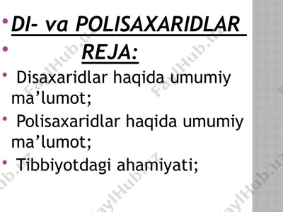di va polisaxaridlar — PPTX