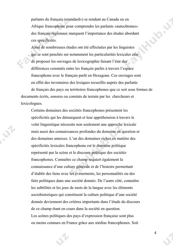 de plus, les grandes maisons d'édition et chaînes de télévision françaises contribuent à la préservation de la langue. la langue française[footnoteref:2] est l'une des langues les plus anciennes et prestigieuses du monde. elle est utilisée non seulement en france, mais également à travers le monde, en particulier dans les pays francophones où elle constitue un moyen de communication principal. ce travail de recherche analyse l'évolution lexicale de la langue française en france ainsi que les causes des changements lexicaux et l'influence des conditions locales dans les pays francophones. l'objectif de cette étude est d'examiner les facteurs influençant les transformations lexicales de la langue française et de déterminer leur importance sociale et culturelle. [2: balibar, é. (1991). les frontières de la langue: l'influence du français sur les langues africaines. paris: editions du seuil.] le français, une langue historiquement riche et unique, s'est formée à partir d'un mélange de plusieurs langues. bien …