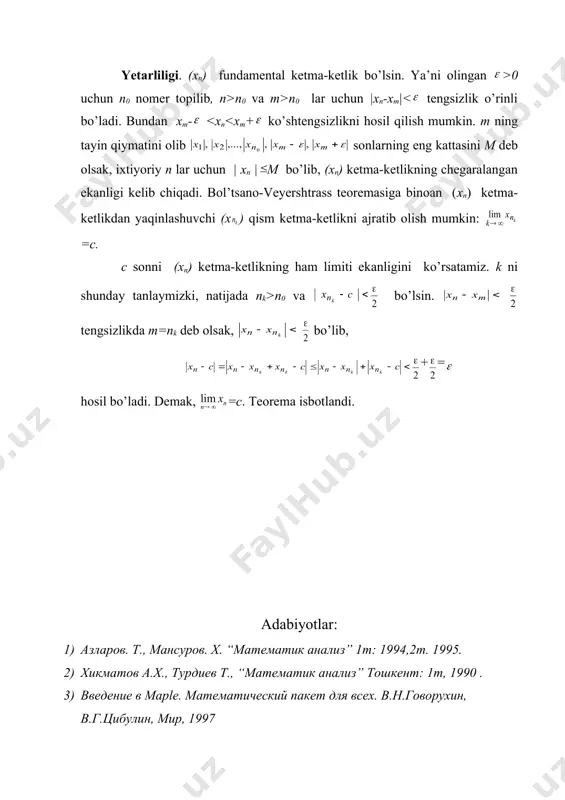 ichma-ich joylashgan segmentlar ketma-ketligi. bolsano-veyershtrass teoremasi - Page 5
