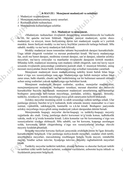 menejment madaniyati va uslublari — DOC