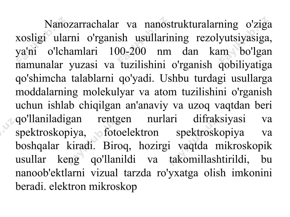 anod o'rtasida tezlashtiruvchi kuchlanishli kuchli elektr maydoni hosil bo'ladi (zamonaviy mikroskoplarda 500-3500 kv). tezlik ortishi bilan toʻlqin uzunligi kamayadi va elektron massasi oʻzgaradi. to'lqin uzunligi kamayishi bilan transmissiya elektron mikroskopining optik tizimining ajralish kuchi ortadi. tezlashtiruvchi kuchlanishning oshishi ham elektronlarning kirib borish kuchining oshishiga olib keladi. 1000 kv va undan ortiq kuchlanishli mikroskoplarda qalinligi 5-10 mikrongacha bo'lgan namunalarni o'rganish mumkin. anod teshigidan o'tib, elektron nur kondensatorlarga kiradi, bu erda elektron nur nihoyat o'rganilayotgan namunaga qaratilgan. ob'ektdan o'tgandan so'ng, elektronlar tarqaladi. shulanuvchi elektron mikroskopining sxemasi: 1 - elektron pushka; 2 - kondensator; 3 - namuna; 4, 5 - linzalar va uning diafragmasi; 6, 7 - oraliq va proektsion linzalar; 8 - ko'rish oynasi; 9 - lyuminestsent ekran; 10 - fotokamera; 11 - vakuum tizimi. ilgari chiqarilgan mikroskoplarda tasvirni fiksatsiya qilish amalga oshiriladi fotografik plyonka yoki fotografik plitalarga qo'llaniladi. zamonaviy mikroskoplar raqamli foto va kino kameralaridan foydalanadi. transmissiya elektron mikroskopining uch turi …
