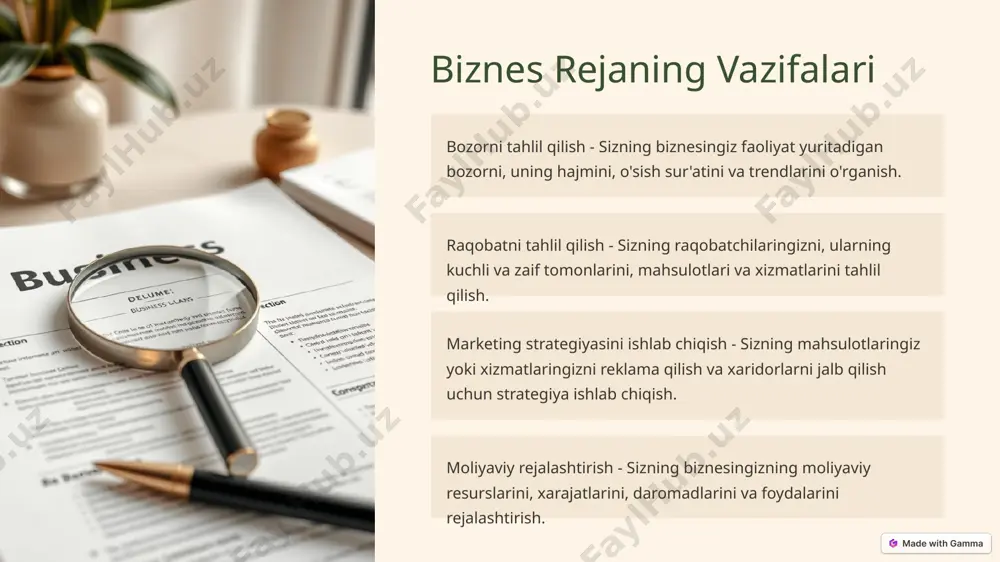 ’lari harakatining rejasi taxmin qilinayotgan balans 8. xodimlarni boshqarish •biznesni muvaffaqiyatli olib borish uchun raxbar xodim boshqarishning ba’zi tamoyillarini bilishi kerak. •ko‘p soxalarda biznes muvaffaqiyati xodimlarga bog‘liq. •korxonada o‘z ishi va sharoitidan qoniqadigan ishchilar faoliyat ko‘rsatishlari kerak. image1.png image2.png image3.png image4.png image5.png image6.png image7.png image8.png image9.png image10.png image11.png image12.png image13.png image14.png image15.png /docprops/thumbnail.jpeg