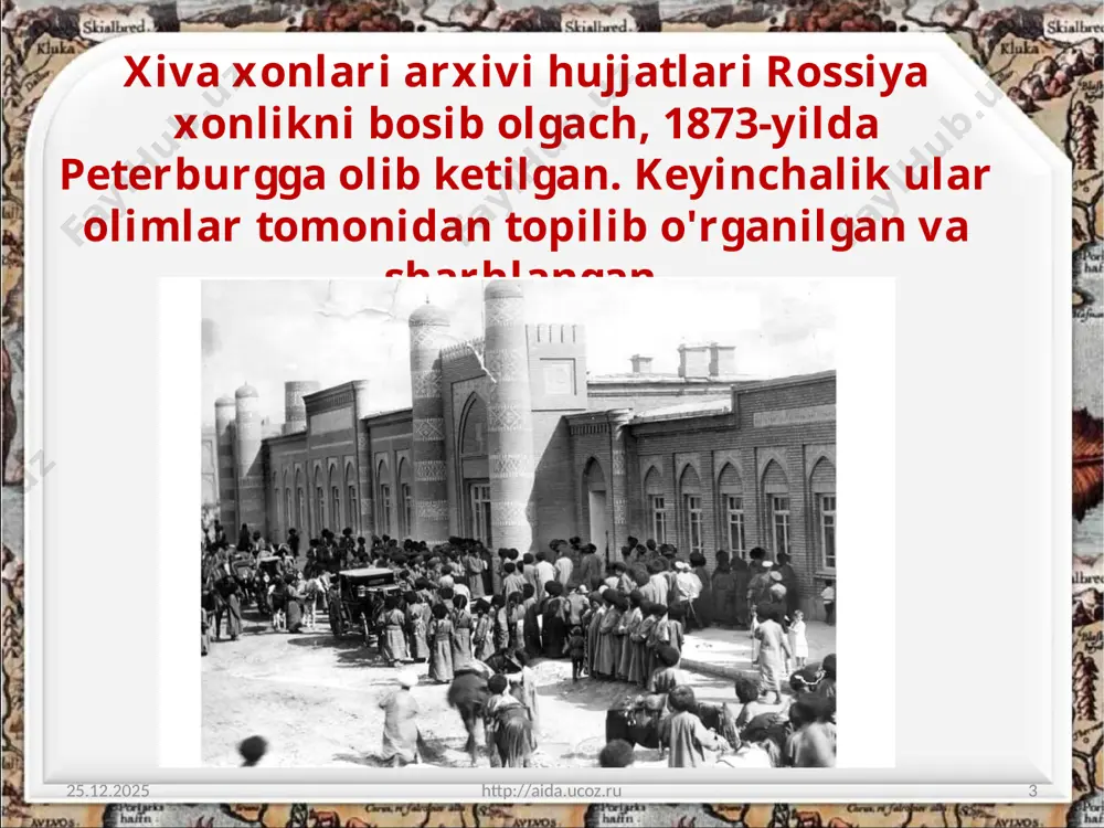 i davrdan hozirgi kungacha bo'lgan tarixi» (1976-yil) alohida qimmatga ega. image2.jpeg image3.jpeg image4.jpeg image5.jpg image6.jpeg image7.jpeg image8.jpg image9.jpeg image10.jpeg image11.jpg image12.jpeg image13.jpeg image14.jpeg image15.jpg image1.jpeg
