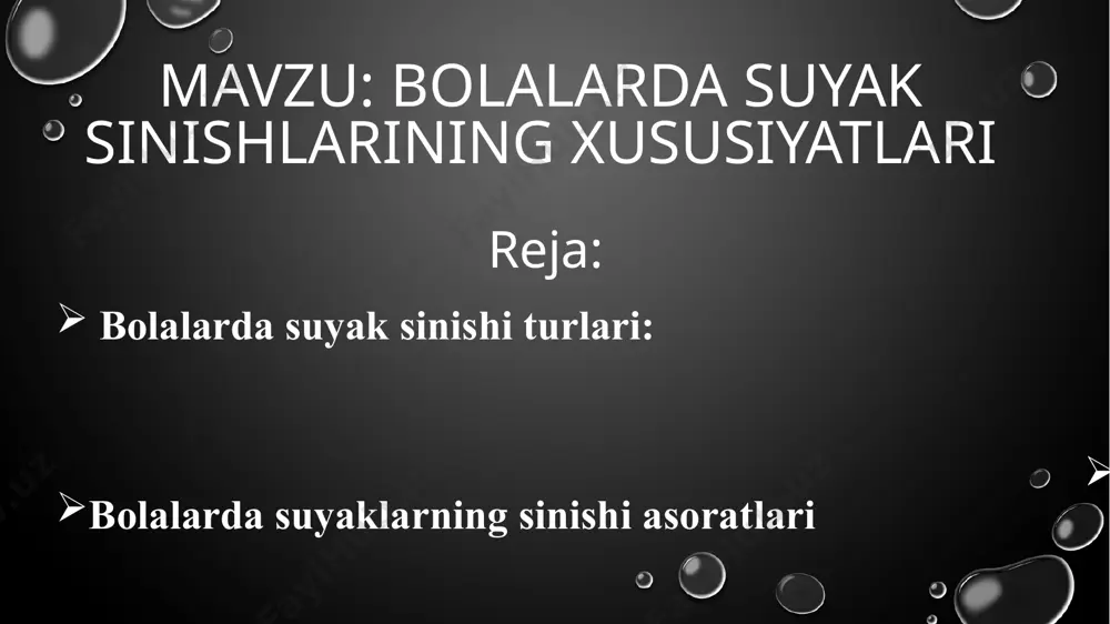 hun kuchli magnit maydonlardan foydalanadi. mrt tez-tez stress sinishlarni aniqlash uchun ishlatiladi. yopiq sinish: bu atrofdagi suyakka zarar yetkazmaydigan yoki terini yirtmaydigan sinishning bir turi. ochiq sinish: agar sinish atrofdagi to’qima va terini yirtib yuborsa, bu ochiq sinish deyiladi. to’liq sinish: sinish suyak bo’ylab, uni ikkiga bo’ladi. suyaklarning siljishi: suyak sinadigan joyda bo’shliq hosil bo’ladi. ushbu jarohat ko’pincha uni tiklash uchun operatsiyani talab qiladi. yirtma sinish: bunday holda, sinish mushak yoki suyak bo’g’imini ta’sirlaydi va uning yorilishiga olib keladi. suyak sinish turlari umurtqa pog’onasining keng sinishi: suyak ko’plab bo’laklarga bo’linadi. kompression sinish: sinishning bu turi odatda umurtqa pog’onasining suyak qismida uchraydi. masalan, umurtqadagi pog’onalarning old qismi osteoporoz tufayli jarohatlanishi mumkin. chiqishli sinish: bunday holda, bo’g’im chiqib ketadi va bo’g’imdagi suyaklardan biri sinadi. yashil tayoq sinishi: sinishning bu turi yumshoq suyaklari bo’lgan bolalarda ko’proq uchraydi. odatda suyakning bir tomoni sinadi va ikkinchisi bukiladi. soch yo’li bo’ylab sinish: ushbu turdagi sinish juda …