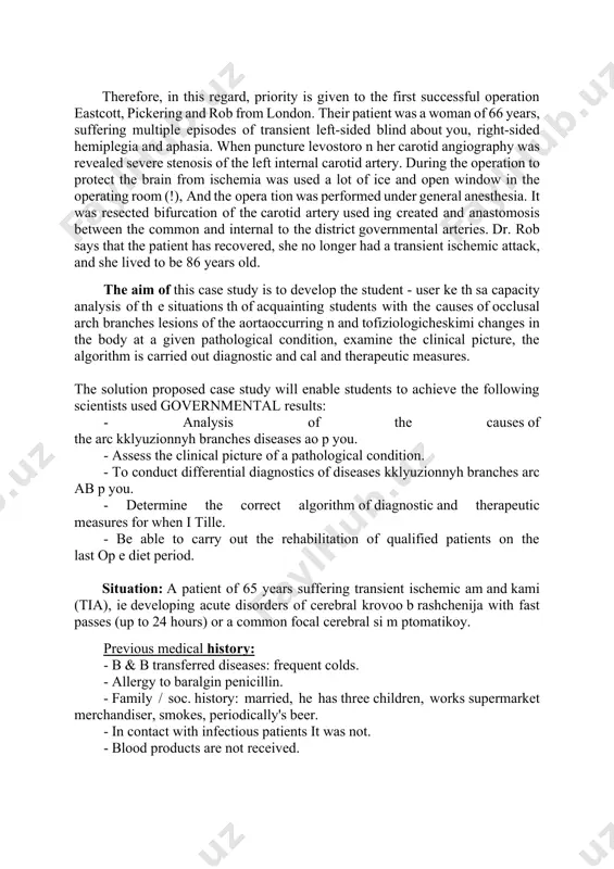 le after the development of technology trombendarterektomii proposed portugal v skim surgeon j.cid dos santos in 1951. dos santos proposed to ful l adopt trombendarterektomiyu on lower limb arteries. in the us, this operation has applied wylie from san francisco in the defeat of the abdominal ab p you and the iliac artery. in 1953 trombendarterektomiya has been successfully applied in the long and zhenii carotid artery. this surgeon was m. debakey of houston tech and behold, however, that posted a message about the operation only in 1975 on the control. therefore, in this regard, priority is given to the first successful operation eastcott, pickering and rob from london. their patient was a woman of 66 years, suffering multiple episodes of transient left-sided blind about you, right-sided hemiplegia and aphasia. when puncture levostoro n her carotid angiography was revealed severe stenosis of the left internal carotid artery. during the operation …