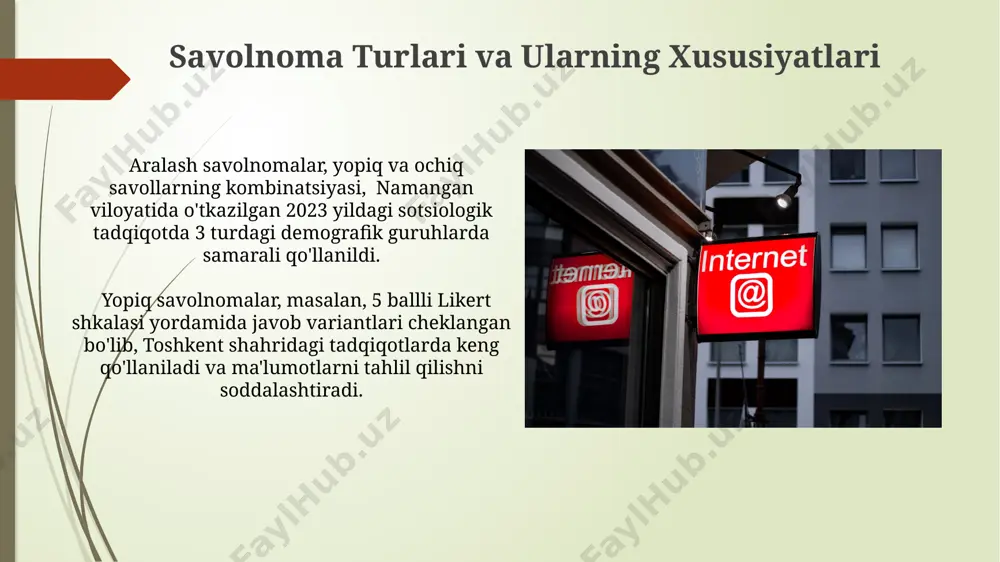 orqali asosiy mavzu va tendentsiyalarni aniqlash mumkin. 200 nafar talaba orasida o'tkazilgan so'rovnoma natijalari samarqand viloyatida joylashgan universitetda to'plangan bo'lib, ularning javoblarini chastota tahlili, foizlar va diagrammalar yordamida ifodalash mumkin. e'tiboringiz uchun rahmat @taqdimot_robot image1.jpg image2.jpg image3.jpg image4.jpg image5.jpg image6.jpg image7.jpg image8.jpg image9.jpg image10.jpg image11.jpg image12.jpg image13.jpg