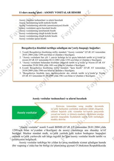 asosiy vositalar hisobi — DOCX