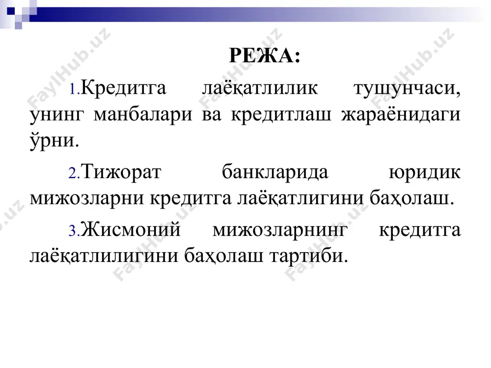 mijozlarning kreditga la'oqatliligini baholash usullari - Page 2