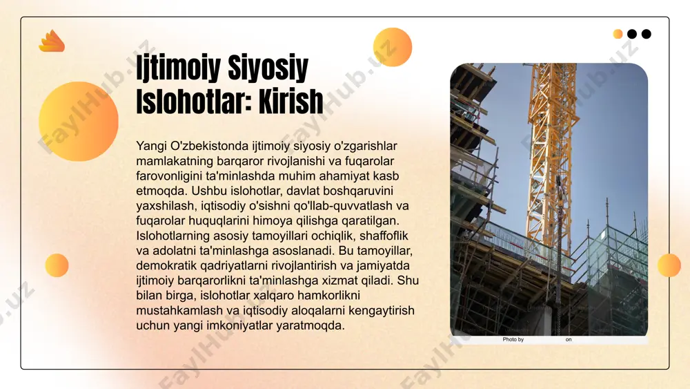 . ushbu o'zgarishlar xalqning madaniy merosini, an'analari va zamonaviy madaniyatni birlashtirishga qaratilgan. buning natijasida madaniy tadbirlar va loyihalar ko'paymoqda, shuningdek, yosh avlodga madaniy qadriyatlarni yetkazish ishlari kuchaymoqda. - madaniy tadbirlar sonining oshishi. - o'zbekistonning xalqaro madaniy festivallarda ishtiroki. - madaniy meros ob'ektlarining saqlanishi va restavratsiyasi. - yoshlar uchun madaniy ta'lim dasturlarining joriy etilishi. o'zbekistonning xalqaro reyting va indekslaridagi o'rni ham oshmoqda: madaniy merosni saqlash bo'yicha ko'rsatkichlar 20% ga oshdi, xalqaro madaniy tadbirlarda ishtirok esa 30% ga ortdi. photo by levi meir clancy on unsplash madaniy indekslar haqida ma'lumot madaniy indekslar - bu mamlakatning madaniy rivojlanishini o'lchovchi ko'rsatkichlardir. ular san'at, ta'lim, an'analar va boshqa madaniy jihatlarni o'z ichiga oladi, bu esa jamiyatning madaniy hayotini baholash imkonini beradi. o'zbekistonda madaniy indekslar aholi turmush darajasini va madaniy merosni saqlashda muhim rol o'ynaydi. o'zgarishlarning indekslarga ta'siri - o'zbekistonning madaniy indekslari 2021-yilda 15% o'sdi. - ta'lim va san'at sohalaridagi islohotlar indekslarga ijobiy ta'sir ko'rsatdi. - …