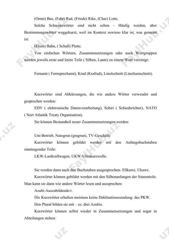 plötzlich verstanden hat ), weil sie unterschiedliches zusammenbringen; reaktionarrin, demokratur, formularifari, bilanzknecht, faustrechtstaat, kirschkernreaktor, akademlich stützwörter sich handeln, neuere bildungen sein, mit neuen suffixen , edv-elektronische datenverarbeitung, nato- nord athlantik treate organisation, lkw –lastkraftwagen, ukw- ultrakurzwelle. l i t e r a t u r v e r z e i c h n i s s 1. chernisheva i. i.фразеология современного немецкого языка. moskva. 1980 2. iskos.a. lenkova. a. deutsche lexikologie. l. 1970. 3. sepanova. m. d. chernisheva . l. i. leksikologie der deutschen gegenwartssprache.moskva. 1986. 4. fleischer w. worbildung der deutschen gegewartssprache. leipzig, 1976. 5. fleischer w.phrasologie der deutschen gegenwartensprache, leipzig 1982. 6. erdmann o. die bedeutung des wortes, leipzig 1982.