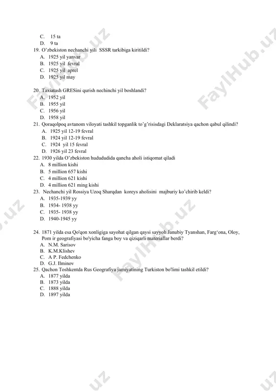 tarixiy geografiya test savollari (2-variant) - Page 3