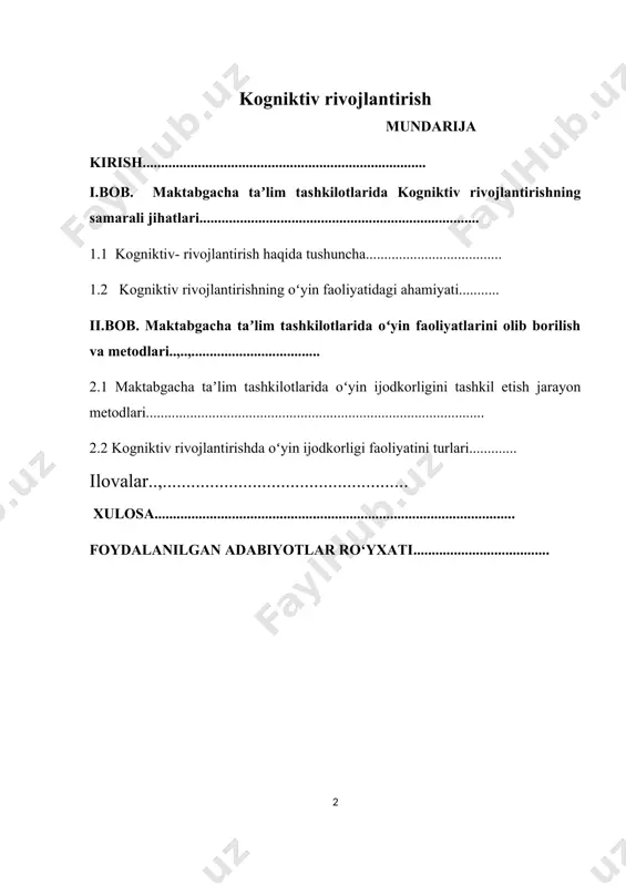 izimini yanada takomillashtirish, bolalarning sifatli maktabgacha ta'limdan teng foydalanishini ta'minlash, maktabgacha talim xizmatlarining nodavlat sektorini rivojlantirish maqsadida, shuningdek, o'zbekiston respublikasi prezidenti shavkat miromonovich mirziyoyevning 2019 yil 8-maydagi maktabgacha talim tizimini boshqarishni takomillashtirish chora-tadbirlari to'g'risidagi pq--4312 son qaroriga muvofiq o'zbekiston respublikasi maktabgacha talim tizimini 2030 yilgacha rivojlantirish konsepsiyasi qabul qilindi. bu chiqarilayotgan qaror va farmonlar oʻz navbatida intellektual, barkamol avlodni tarbiyalashga xizmat qiladi. ushbu farmon va qarorlar maktabgacha taʼlim tizimi moddiy-texnik bazasini mustahkamlash, ularni malakali pedagog va tarbiyachilar bilan taʼminlash, bolalarni maktab taʼlimiga tayyorlash darajasini tubdan yaxshilash, taʼlim-tarbiya jarayoniga zamonaviy taʼlim dasturlari va texnologiyalarini tatbiq etish, farzandlarimizni har tomonlama intellektual, axloqiy, estetik va jismoniy rivojlantirish uchun shart- sharoitlar yaratish kabi dolzarb masalalarni hal etishda alohida ahamiyat kasb etmoqda. bu muhim vazifalarni hal etish bugungi kunda maktabgacha taʼlim tashkilotlarida taʼlim-tarbiya jarayonini takomillashtirish, shu bilan bir qatorda bolalarning ijodiy faoliyatini to'g'ri tashkil etish va loyihalashtirish asosiy vazifalardan ekanligini koʻrsatadi hamda tanlangan mavzuning dolzarbligini …