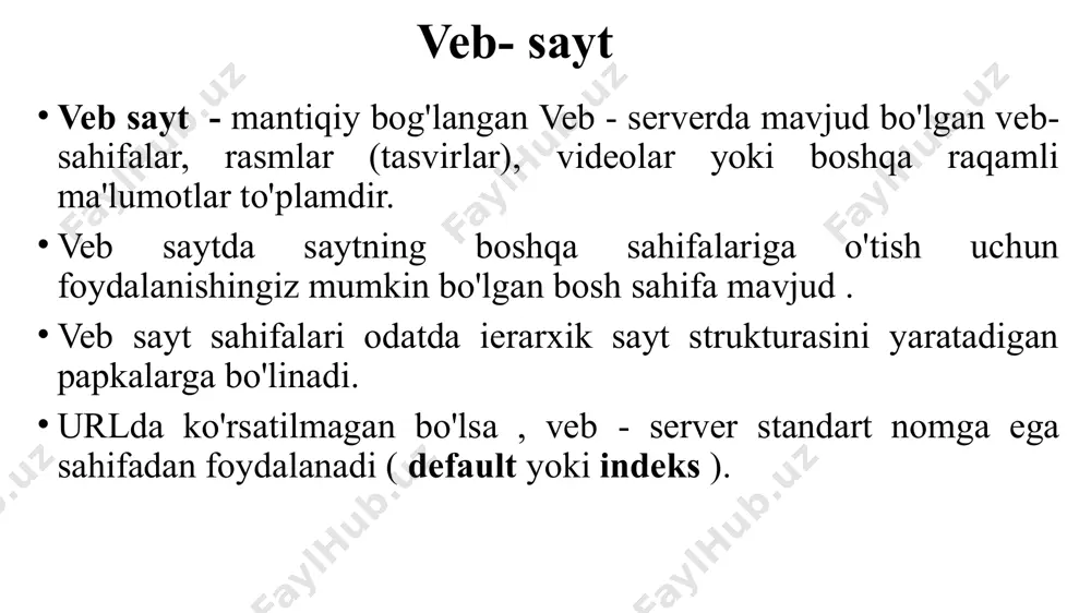a qaratilgan dasturlash bo'limi (dinamik world wide web saytlarining ishlashini ta'minlaydigan dasturlar). veb dasturlash tillari asosan veb-texnologiyalar bilan ishlash uchun mo'ljallangan tillardir. veb dasturlash brauzer — bu internetga ulangan kompyuterda www axborot resurslarini ko'rish dasturi. zamonaviy brauzer dasturlari html spetsifikatsiyasiga muvofiq ishlaydi, skript tili tarjimonlarini (javascript) o'z ichiga oladi, dinamik obyekt modelini (dynamic html) qo'llab-quvvatlaydi va hokazo. html html (eng. hypertext markup language — «gipermatnni belgilash tili ») — world wide web dagi hujjatlar uchun standartlashtirilgan belgilash tili. ko'pgina veb-sahifalarda html (yoki xhtml) da belgilash tavsifi mavjud. html hujjati oddiygina *.html kengaytmali matnli fayldir. keling, birinchi html hujjatimizni yaratishga harakat qilaylik, uning tuzilishini va, albatta, brauzerda ko'rinishini ko'rib chiqaylik. buning uchun bizga eng keng tarqalgan matn bloknoti va brauzer kerak. o'zgarishlarni notepad-da saqlaganingizdan so'ng, html hujjatida kiritilgan o'zgarishlarni ko'rish uchun ie-dagi f5 ("qayta yuklash") tugmasini bosing. gipermatn - bu ma'lumotlar elementlari bir-biriga bog'langan matn, grafik va boshqa ma'lumotlarni tartibga solish …