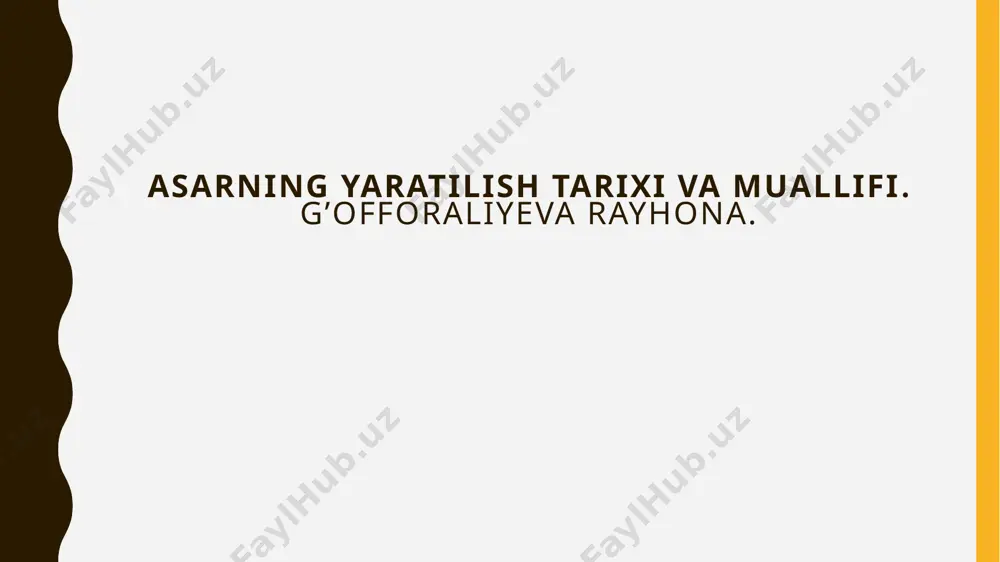 i napoleon avtoritar rahbar bo‘lib qoladi. u qo‘rquv va zo‘ravonlik bilan boshqaradi. ishchilar (hayvonlar) ko‘p mehnat qiladi, ammo hayotlari og‘ir. 5. qonunlar o‘zgaradi avvalgi tenglikka asoslangan qonunlar cho‘chqalar foydasiga o‘zgartiriladi. “barcha hayvonlar teng, ammo ba’zi hayvonlar boshqalardan tengroq” degan mashhur ibora paydo bo‘ladi. 6. cho‘chqalar odamga o‘xshab qoladi cho‘chqalar insonlar bilan munosabat o‘rnatadi, ularning odatlariga taqlid qiladi. oxirida hayvonlar odamlar bilan cho‘chqalarni ajrata olmay qoladi – bu tuzumning qanday buzilgani ramzidir. ushbu rasm orqali siz “molxona” asaridagi qahramonlarni tanib olishingiz mumkin! bosh qahramonlar va ularning xarakteri to’xtamurodova nodira. 1. napoleon (cho‘chqa) xarakteri: hiylakor, zolim, ochko‘z, makkor vazifasi: asosiy diktator. snoubollni haydab chiqaradi, hokimiyatni zo‘ravonlik bilan egallaydi. hayvonlar nomidan qarorlar qabul qiladi, ularni aldab, o‘z foydasiga ishlatadi. ramziy ma’no: iosif stalin obrazini ifodalaydi. 2. snouboll (cho‘chqa) xarakteri: aqlli, mehnatkash, ezgulik tarafdori vazifasi: ilk rahbarlardan biri. shamol tegirmoni g‘oyasini ilgari suradi, lekin napoleon uni quvib chiqaradi. ramziy ma’no: lev trotskiy obrazini anglatadi. …