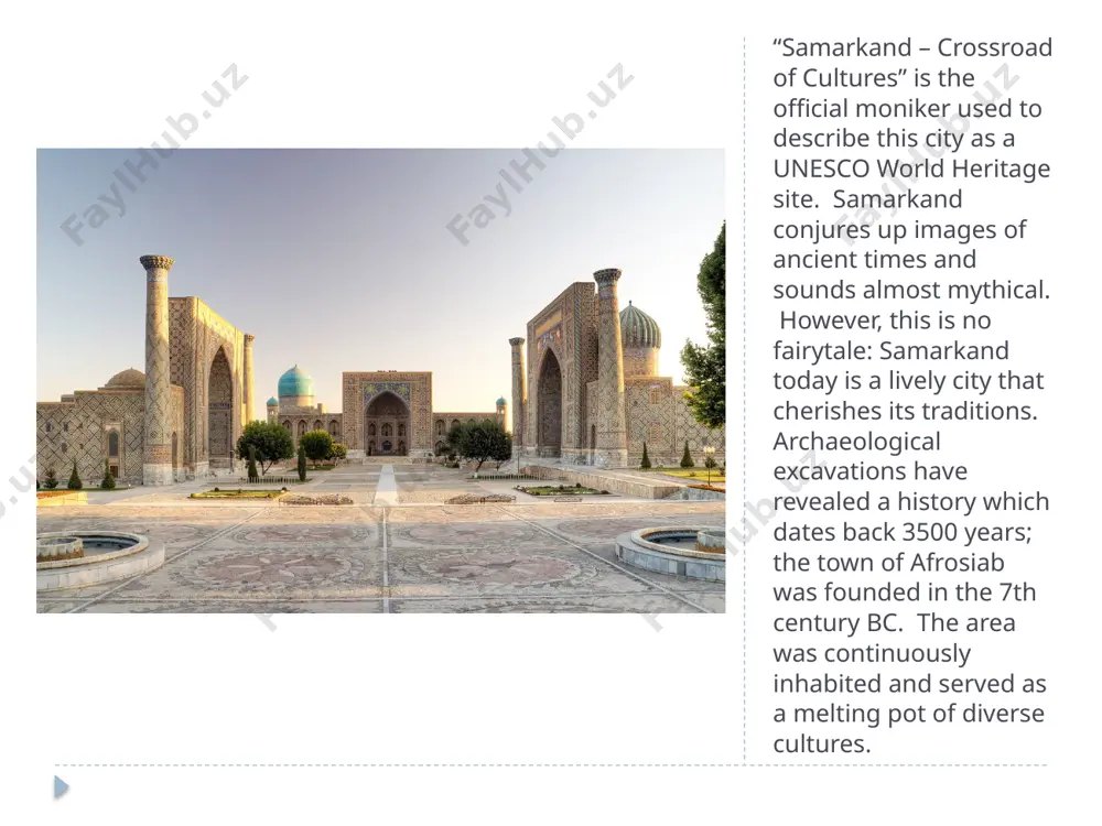ner part of the old city, is surrounded by thick mud walls. it contains 51 monuments and is although around 250 households still make their home inside, it feels more like an open-air museum. shahrisabz this flourishing city of the timurid empire is the birthplace of the great medieval conqueror amir temur. it has exceptional monuments from 14th to 15th centuries though its history dates back over 2000 years. its historic center retains the layout from the original timurid city planning. amir temur ordered the ak sarai – the white summer palace – to be built as well as his own grave. 7 tashkent tashkent is the capital of uzbekistan and with a population of 3 million people, it is the largest city in central asia. this large metropolis reflects the historical development of the country from its architectural monuments of oriental design to its soviet planned street layout and …