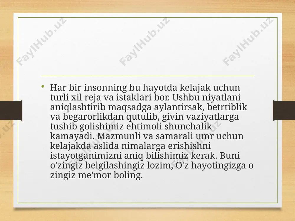 ehnatining natijasini tez ko radi va kichik natijaga erishadi. ma' lumotlarni samarali va giyinchiliklarsiz to'plashga yordam beradigan o'nta gadam quidagilardan iborat: ﻿﻿﻿to playdigan ma'lumotlarning qiymatini belgilang. ﻿﻿﻿ushbu ma'lumotlardan qachon foydalanishni aniqlang. ﻿﻿﻿nimani bilmogchi ekanligingizni aniqlang. ﻿﻿﻿axborotni qayerdan topishni aniqlang. ﻿﻿﻿mumkin bo'lgan ma'lumot manbalarini aniqlang. ﻿﻿﻿ma lumot to plash chegaralarni belgilang. ﻿﻿﻿ma' lumotlarni to plang. ﻿﻿﻿bilimingizdagi bo'shliqlarni aniqlang. ﻿﻿﻿ushbu bo'shliqlarni to'ldiring. ﻿﻿﻿﻿ma'lumotlarni boshqa jamoalar ma' lumotlari bilan taqgoslashni yoki o'z jamoangiz ma'lumotlarini vaqt o'tishi bilan o' zgartirish. 3. mumkin bolgan variantlarni yaratish biz har kuni qaror qabul qilamiz, biz aytadigan va qiladigan hamma narsa qarorning natijasidir, biz uni ongli ravishda qabul gilamiz yoki qilmaymiz. katta yoki kichik har qanday tanlov uchun to'g'ri garor gabul gilishning universal formulasi yo'q, oqilona va muvozanatli ko'rinadigan harakat turini tanlash muhimdir. qaror qabul gilish muddatli variantlar ko'rib chigilayotgan turli xil alternativalar yoki yechimlarni anglatadi. qaror qabul gilishdagi go rquvingiz manbasini anglash uchun quyidagi chora - tadbirlarni …