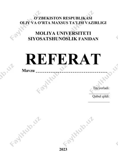 siyosiy madaniyat, siyosiy mafkuralar (referat) — DOCX
