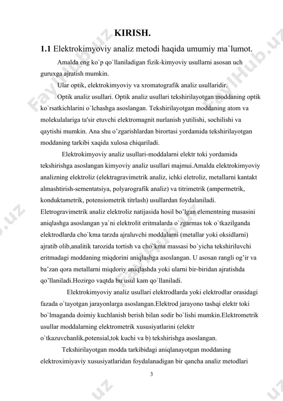 ssori budnikov g.k. ham 1960 yillardan boshlab amperometrik biosensorlar uchun kimyoviy modifikatsiyalangan elektrodlar yaratish bilan qiziqib, ularni ekologik-analitik nazoratlar uchun qo’lladi. vol’tamperometriya va polyarografiyadagi elektroatalitik hodisalar o’rganilib, kichik konsentratsiyalarni aniqlash uchun ul’tramikroelektrodlar ishlab chiqildi. budnikov g.k. vol’tamperometriyaning turli sohalariga bag’ishlangan 13 ta darslik kitoblar va 15 ta kashfiyot muallifidir. nemis elektrokimyogari shvabi kurt (1905-1993) potensiometriyaning va ph ni o’lchash texnikalarining rivojlanishiga katta hissa qo’shdi. nazorat jarayonida qo’llaniladigan shisha elektrodlar nazariyasini rivojlantirdi. vengriya fanlar akademiyasining akademigi, kimyogar-analitik pungor ernening ilmiy izlanishlari analizning asbobiy usullariga, ayniqsa elektrokimyoviy usullarga bag’ishlangan. professor bardin v.v. (1931) ilmiy yo’nalishi elektrokimyoviy analiz usullari bo’lib, ikkinchi tur elektrodlar yordamida qo’zg’almas yacheykada moddalarning kichik konsentratsiyalarini yangi potensiometrik usulda aniqlashni taklif etib, nazariy asoslab berdi. gran bo’yicha potensiometrik titrlash usulini rivojlantirdi.ekvivalent nuqtani topishning hisoblash usuli taklif etildi. bundan tashqari bardin v.v. tomonidan uglerodning mikro- miqdorini kulonometrik aniqlash usuli va asboblari yaratildi. u uchta kitob va 35 ta kashfiyot muallifi hisoblanadi. …