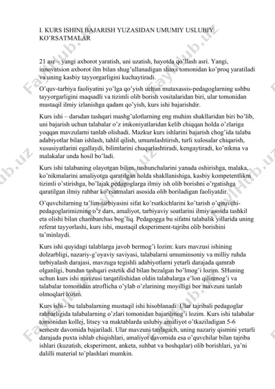 kurs ishini bajarish yuzasidan umumiy uslubi ko'rsatmalar — DOC
