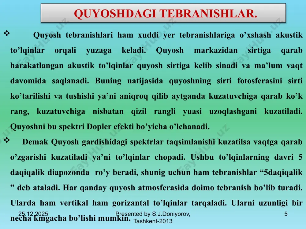 quyoshning global tebranishlarini o’rganish - Page 5