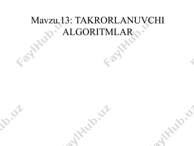 takrorlanuvchi algoritmlar — PPTX