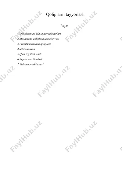 qoliplarni tayyorlash — DOCX