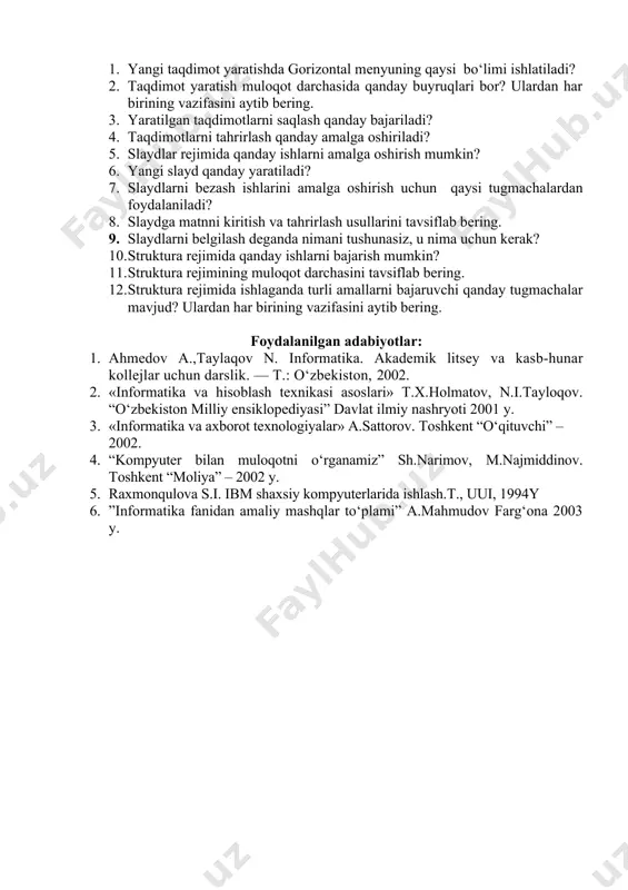 power pointda taqdimotlar yaratish - Page 5