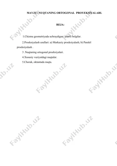 nuqtaning ortogonal proeksiyalari — DOCX