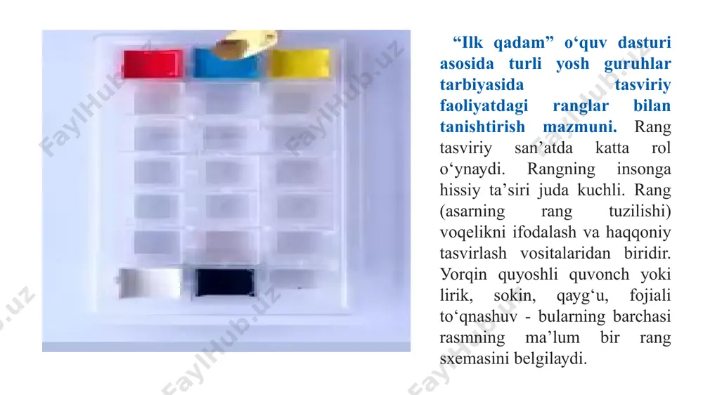ir necha xildan iborat. bular tuxum oqi, tuxum sarig‘i, tuxum-moyli, voskli, kazein yelimlarga ajraladi. sotuvda tempera bo‘yoqlari tyubiklarda sotiladi. tempera bo‘yoqlari suvda aralashtirib ishlatiladi. tempera bo‘yoqlari usuli alohida tayyorlangan taxtalarga, ko‘p qavatli fanerlarga, kartonda, qog‘oz ustida ishlanadi. taxta, faner, matolar yelimlanib, keyin gruntlanadi, ular qog‘oz va kartonni yelimlasa kifoya. tempera bo‘yoqlarda ko‘pincha taxta- ramkada tortilgan mato ishlatiladi. suv bo‘yoq bilan ishlashda juda ehtiyotlikni talab qiladi, chunki ehtiyotsizlik bilan qo‘yilgan mazokni suv bo‘yoqda tuzatib bo‘lmaydi. shuning uchun rassom quntli va chidamli bo‘lishi kerak. ishga kirishishdan oldin qog‘oz tanlash kerak bo‘ladi. chunki suv bo‘yoq qog‘ozda ishlanadi, qog‘oz oppoq va ozgina bo‘lsa ham g‘adir-budir bo‘lishi kerak, agar u silliq bo‘lsa, unda suv bo‘yoq oqib ketib qoladi. g‘adir-budir (sheroxovatiy) yuzada esa suv bo‘yoq qog‘ozning ichiga singiydi va yelim bilan yopishadi. qog‘ozlarning eng yaxshisi «vatman yoki poluvatman»dir. agar qog‘oz ingichka bo‘lib yoki o‘ziga tez suv tortsa, unga suv bo‘yoqda ishlab bo‘lmaydi, chunki qog‘oz tez ho‘l …