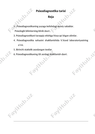 psixodiagnostika tarixi — DOC