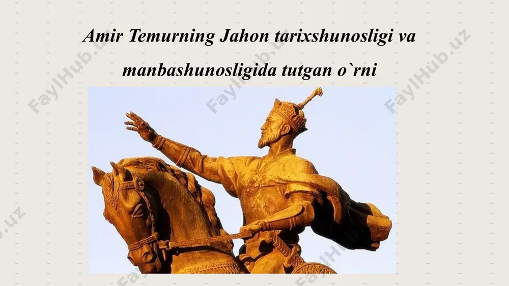 temurga murojaat qiladi, kastiliya qiroli genrix iii va fransiya qiroli karl vi o`z elchilarini, rim papasi bonifatsiy ix bo`lsa o`z katolik missonerlarini amir temur huzuriga yo`lladilar. bu yozishmalar jahon tarixshunosligida muhim o`rin egallaydi. bu nomalarning asl nusxasi hozirda parij, madrid va london kutubxonalarida saqlanmoqda. bu haqida biz quyidagi tarixiy asarlardan bilib olsak bo`ladi. keren. l amir temur saltanati, fransuz tilidan tarjima va izohlar muallifi b. ermatov umnyakov i.n mejdunarodnie otnosheniya sredny azii v nachale xv veka. . : aslida yevropa olimlarining amir temur shaxsi va uning faoliyatiga qiziqishi xvi asrdan boshlangan. 1553-yili italiyaning florensiya shahrida italiyalik olim perondinoning “skifiyalik tamerlanning ulug`vorligi” asari bosib chiqilgan. shuningdek, bu davrda pero meksikaning “buyuk temur tarixi” asari chop etildi. 1582-yilda esa seviliyada mashhur ispaniya elchisi klavixoning “esdaliklar” kitobi nashrdan chiqdi. aynan shu davrdan amir temur haqida turli asarlari, esdaliklar yozila boshlandi. bugungi kunda amir temur va temuriylar haqida dunyoning 33 mamlakatida 500dan ziyod chet …