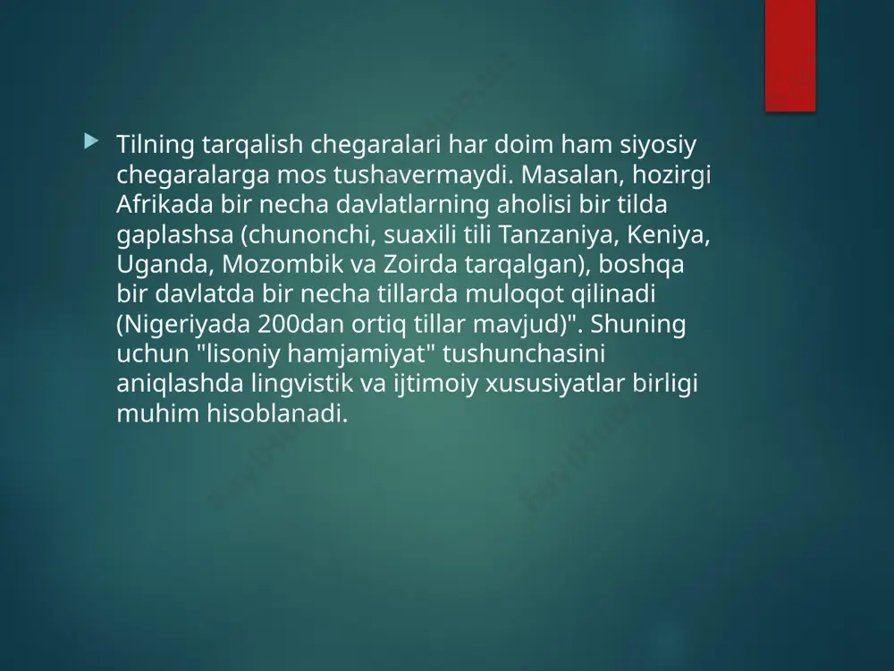 madaniy-kommunikativ vosita rolini bajargan. bugungi kunda pomirda pomir tillaridan bo'lgan yozuvsiz shugnan tili oila ichi va kundalik muloqotda qo'llanilsa, rasmiy doirada, shuningdek, "begonalar" bilan muomala jarayonida tojik va rus tillaridan foydalaniladi. adabiy til adabiy til (standart) umumxalq tilining ishlangan, sayqal berilgan, grammatik qonun-qoidalarga rioya qilinadigan, ma'lum me'yorga solingan, umummajburiy va qonuniy to'g'ri qo'llanadigan tildir. adabiy til jamiyatning ilm- fan, ta'lim, adabiyot, diplomatiya, xuquqshunoslik, ish yuritish, turli tashkilotlar va ziyolilarning kundalik hayotida ishlatiladigan milliy til ko'rinishiur. adabiy tilga muomala jarayonida qo'llanadigan shevaga, so'zlashuvga xos bo'lgan so'zlarning ishlatilmasligi xosdir. ingliz tilshunosligi an'analariga ko'ra, adabiy til standard language, standard english deb yuritiladi. shuningdek, standartlashgan adabiy til termini ham qo'llaniladi. k. naringzning fikricha, standartlashgan adabiy tilning mavjudligi har anday rivojlangan jamiyat uchun xosdir. til uchta asosiy vazifani bajaradi: 1) birlashtiruvchi mazkur til dialektlarida so'zlashuvchilar orasidagi tushunmovchilikni oldini oladi; 2) chegaralovchi tilni boshqa tillardan chegaralash imkoniyatini beradi; 3) nufuzli - tilning hamma variantaridan ustun turadi. …