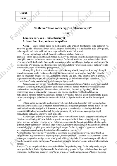 xotira va qadrlash — DOC