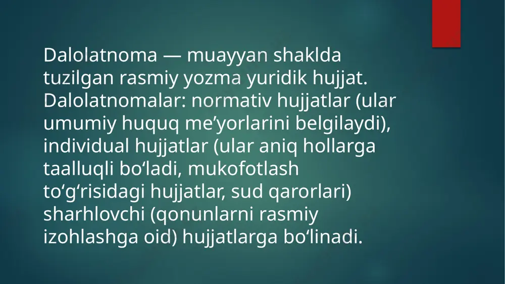 taqdimot "dalolatnoma haqida umumiy ma'lumot" - Page 3