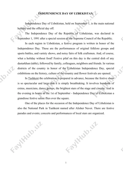 independence day of uzbekistan — DOCX