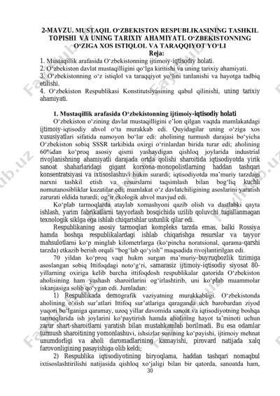 o‘zbekiston respublikasining tashkil topishi va uning tarixiy ahamiyati — PDF