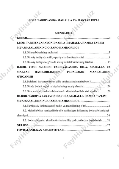 bola tarbiyasida mahalla va maktab ro'li — DOCX