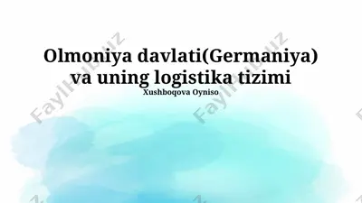 olmoniya davlati(germaniya) va uning logistika tizimi — PPTX