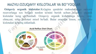 ozuqaviy kislotalar va bo’yoqlar — PPTX