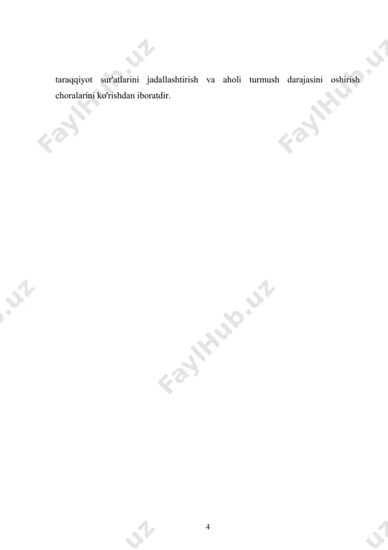 k birliklarining mayda bo’laklarga ajralib ketish holatlari barham topadi; -ishlab chiqarishning yirik korxonalarda to’planuvi jarayoni o’sadi; -turli iqtisodiy mintaqalar o’rtasidagiiqtisodiy aloqalar va faoliyat almashuvi jadallashadi. iqtisodiyotni davlat tomonidan tartibga solish deganda davlatning jamiyat a‘zolarining ehtiyojlarini qondirish darajasini oshirish uchun cheklangan ishlab chiqarish resurslaridan yanada samarali foydalanishni ta‘minlovchi, umumiy iqtisodiy muvozanatga erishiga yo’naltirilgan, ijtimoiy takror ishlab chiqarish jarayonini tashkil etish bo’yicha faoliyat tushuniladi. iqtisodiyotni davlat tomonian tartibga solish mexanizmi to’g’risida to’laroq tasavvurga ega bo’lish uchun uning maqsadi, vazifalari va tartibga solish usullari hamda vosita yoki dastaklarini to’laroq tavsiflash lozim. iqtisodiyotni davlat tomonidan tartibga solishning asosiy maqsadi iqtisodiy va ijtimoiy barqarorlikni ta‘minlash, mavjud tuzumni mamlakat ichida va xalqaro maydonda mustahkamlash va uni o’zgarib turuvchi sharoitga moslashtirish hisoblanadi. bunda iqtisodiy tsiklni barqarorlashtirish, milliy xo’jaliklarning tarmoq va mintaqaviy tuzilishini takomiilashtirish, atrof-muhit holatini yaxshilash kabilarni bajarish lozim. hozirgi sharoitda iqtisodiyotni davlat tomonidan tartibga solish takror ishlab chiqarish jarayoniga tegishli bir qator vaziflarni hal qilishga qaratiladi. …