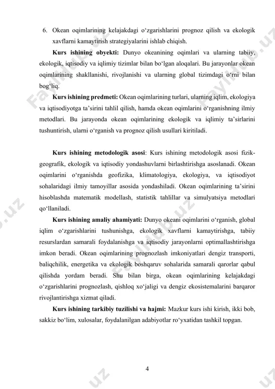 vator hududlarida issiq suvni sovuq hududlarga tashishadi. ikkinchi muhim omil — yerning aylanishi. yerning aylanishi coriolis kuchini yuzaga keltiradi. bu kuchning ta'siri ostida oqimlarning yo'nalishi o'zgaradi. masalan, shimoliy yarim sharida oqimlar o'ngga burilsa, janubiy yarim sharida chapga buriladi. ushbu hodisa "coriolis ta'siri" deb ataladi va suv harakatining shakllanishiga katta ta'sir ko'rsatadi. uchinchi omil — issiqlik taqsimoti. okeanlarda suvning harorati global miqyosda teng taqsimlanmagan. tropik hududlarda issiq suv yuqori kengliklarga ko'tariladi, shu bilan birga sovuq suvlar pastga tushib, o'z o'rnini egallaydi. bu harorat farqlari oqimlarning vertikal harakatini, shuningdek, yirik global oqim tizimlarining shakllanishini ta'minlaydi. tuzlik va sho'rlik farqlari ham oqimlarning shakllanishida muhim ahamiyatga ega. tropik hududlarda evaporatsiya natijasida suvning sho'rligi ortadi, bu esa suvning zichligini oshiradi va chuqur oqimlarning paydo bo'lishiga sabab bo'ladi. shu tarzda, sho'rlik farqlari global oqimlar va suv aylanishini boshqaradi. geologik va morfologik sharoitlar ham oqimlarning yo'nalishiga ta'sir qiladi. okeanlarning tubi va qirg'oq chizig'ining shakli oqimlarni yo'naltiradi. orol …