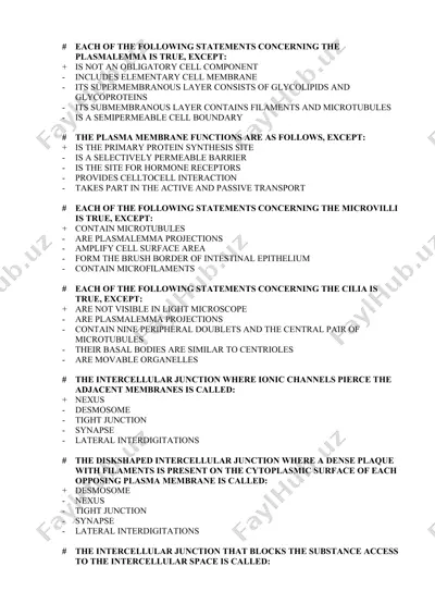 cell membrane structures quiz — DOCX