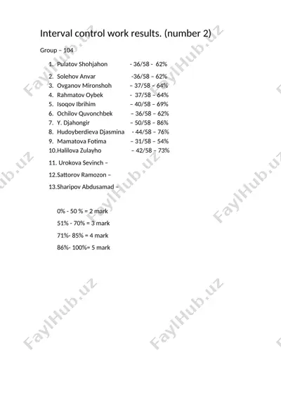 interval control work results. (number 2) — DOCX