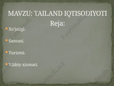tailand iqtisodiyoti — PPTX