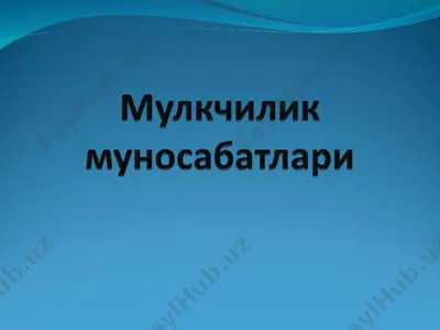мулкчилик муносабатлари — PPT