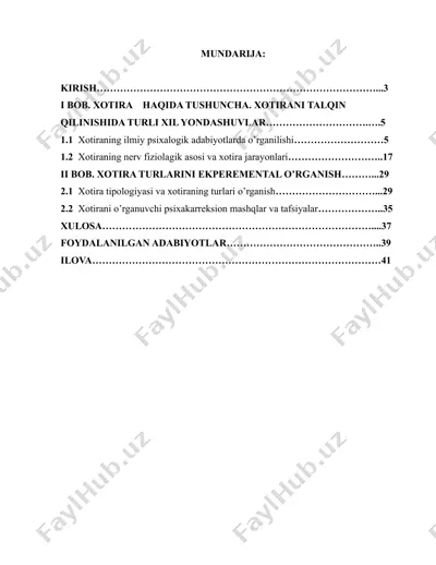 xotira va uning o'ziga xos turlari — DOCX