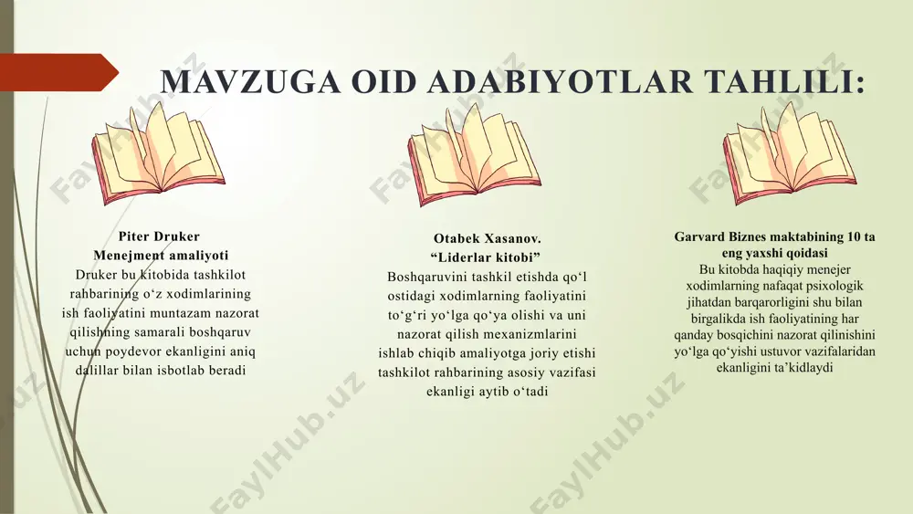 osh o‘qituvchilarni tajribali ustozlarga biriktirish. o‘ibdo‘ va metodbirlashma rahbarlari yil davomida tajribali o‘qituvchilarni yangi xodimlarga mentor etib tayinlash va ularning rivojlanishi ta’lim sifatini oshirishga xizmat qiladi. 4 o‘qituvchilarning ish faoliyatini o‘quvchilarning yutuqlari asosida baholash,ish samaradorligini oshiriishda maxsus platforma joriy etish. e.maktab.uz platformasidan o‘qituvchilarning baholash kreteriyalarni belgilash. o‘ibdo‘ va metodbirlashma rahbarlari i, ii yarim yillikda o‘qituvchilarda sog‘lom muhit shakllanadi va ish samaradorligi oshadi. e’tiboringiz uchun rahmat! image1.png image2.png image3.jpeg image4.gif image13.svg image11.png image15.svg image5.png image6.png image7.png image8.png image9.svg image9.png image11.svg image10.png image12.png image13.jpeg image14.jpeg image15.jpeg image16.png