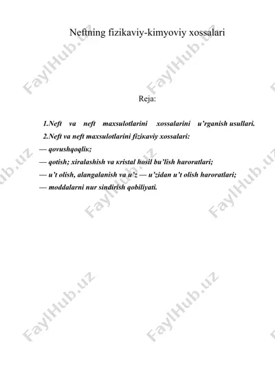 neftning fizikaviy-kimyoviy xossalari — DOC